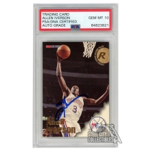 Allen Iverson 1996-97 Skybox Hoops Autograph Rookie Card #295 PSA/DNA 10