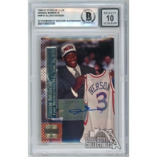 Allen Iverson 1996-97 Topps Stadium Club Shining Moments Rookie Auto Card BAS 10