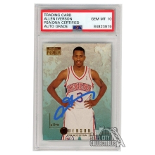 Allen Iverson 1996-97 Skybox Premium Autograph Rookie Card #85 PSA/DNA 10 (Light Blue)