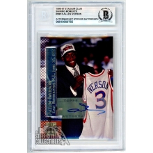 Allen Iverson 1996-97 Topps Stadium Club Shining Rookie Autograph Card BAS