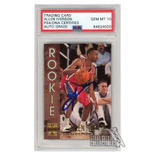 Allen Iverson 1996-97 Topps Stadium Club Autograph Rookie Card #R16 PSA/DNA 10