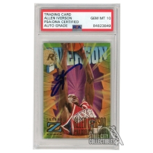 Allen Iverson 1996-97 Skybox Z-Force Autograph Rookie Card #151 PSA/DNA 10