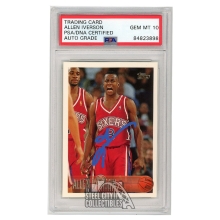 Allen Iverson 1996-97 Topps Autograph Rookie Card #171 PSA/DNA 10 (Light Blue)
