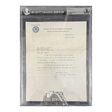 J Edgar Hoover Autographed FBI Letter - BAS (June 8th 1953)