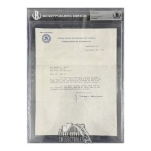 J Edgar Hoover Autographed FBI Letter - BAS (Sept 10 1954)