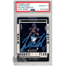 Justin Fields 2021 Panini Contenders Rookie of The Year Contenders Autograph Card #ROY-JFI PSA/DNA 10 (Light Blue)