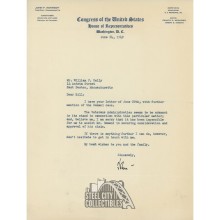 John F Kennedy Autographed United States House of Representatives Letter JSA Grade 9- JSA LOA