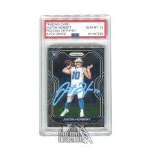 Justin Herbert 2020 Panini Prizm RC Rookie Autograph Gem Mint 10 PSA/DNA (Light Blue)