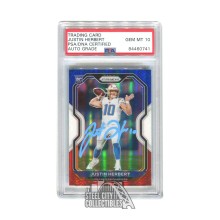 Justin Herbert 2020 Panini Prizm Red White Blue RC Autograph Graded 10 PSA/DNA