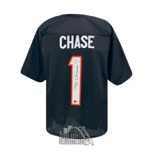 Ja'Marr Chase Autographed Cincinnati Custom Black Football Jersey - BAS