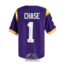 Ja'Marr Chase Autographed LSU Custom Purple Football Jersey - BAS