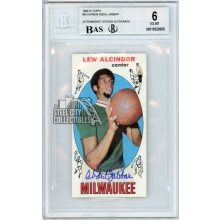 Kareem Abdul-Jabbar 1969-70 Topps Aftermarket Sticker Autograph Rookie Card #25 BGS 6 BAS 10