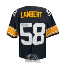 Jack Lambert HOF 90 Autographed Pittsburgh Black Mitchell & Ness Football Jersey - BAS
