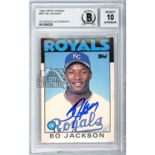 Bo Jackson 1986 Topps Traded Autographed Card #50T - BAS 10