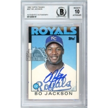 Bo Jackson 1986 Topps Traded Autographed Card #50T - BAS 10