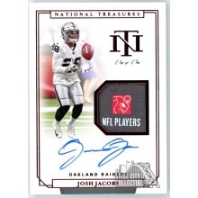 Josh Jacobs 2019 Panini National Treasures Red Rookie Patch Auto Card RGS-JJ 1/1
