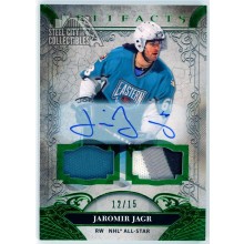 Jaromir Jagr 2020-21 Upper Deck Artifacts Green Dual Patch Autograph Card 12/15