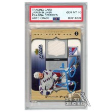 Jaromir Jagr 2005-06 Upper Deck MVP Jersey Autograph Card #M-JJ PSA/DNA 10 (Light Blue)
