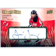 Jaromir Jagr 2014-15 Upper Deck Trilogy Tryptichs Autograph Card #T-NJD2 23/40