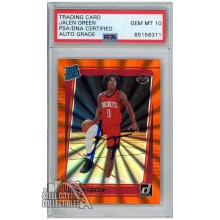 Jalen Green 2021-22 Panini Donruss Orange Laser Autograph Rookie Card #209 PSA/DNA 10