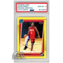 Jalen Green 2021-22 Panini Donruss Yellow Flood Autograph Rookie Card #209 PSA/DNA 10