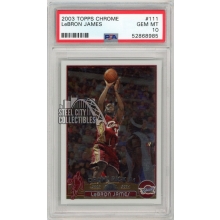 LeBron James 2003-04 Topps Chrome Basketball Rookie Card #111 PSA 10