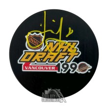 Jaromir Jagr Autographed 1990 NHL Draft Hockey Puck - BAS (Yellow)