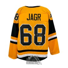 Jaromir Jagr Autographed Pittsburgh Custom Gold Hockey Jersey - BAS