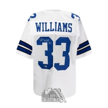 Javonte Williams Autographed Dallas Custom White Football Jersey - BAS (Left 3 Signed)