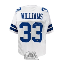 Javonte Williams Autographed Dallas Custom White Football Jersey - BAS (Right 3 Signed)