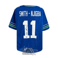 Jaxon Smith-Njigba Autographed Seattle Custom Blue Football Jersey - BAS (Left 1 Signed)