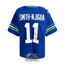 Jaxon Smith-Njigba Autographed Seattle Custom Blue Football Jersey - BAS (Right 1 Signed)