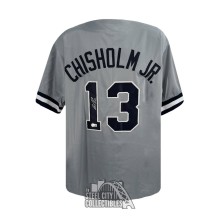 Jazz Chisholm Jr Autographed New York Custom Gray Baseball Jersey - BAS