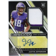 Justin Jefferson 2020 Panini Obsidian Rookie Jersey Autograph Yellow Electric Etch Card #209 25/25 (Corner Wear)