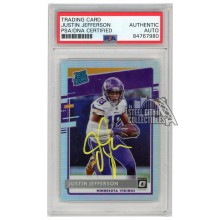 Justin Jefferson 2020 Panini Donruss Optic Rated Rookie Holo Autograph Card #163 PSA/DNA (Yellow)