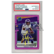 Justin Jefferson 2020 Panini Donruss Optic Rated Rookie Pink Autograph Card #163 PSA/DNA (Yellow)