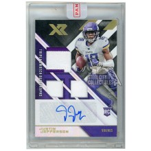Justin Jefferson 2020 Panini XR Rookie Triple Swatch Autograph White Card #211 13/15