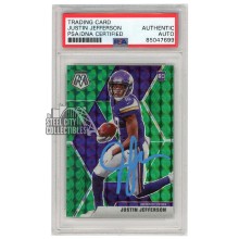 Justin Jefferson 2020 Panini Mosaic Green Auto Rookie Card #209 PSA/DNA (Light Blue)