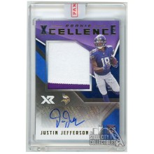 Justin Jefferson 2020 Panini XR Rookie Xcellence Autograph Swatches Blue Card #RXC-JE 12/25
