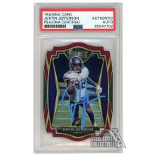 Justin Jefferson 2020 Panini Select Premier Level Maroon Die-Cut Autograph Rookie Card #161 PSA/DNA (Light Blue)