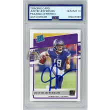 Justin Jefferson 2020 Panini Donruss Rated Rookie Autograph Card #313 PSA/DNA 10