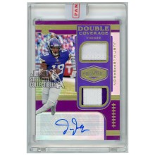 Justin Jefferson 2020 Panini Plates & Patches Double Coverage Rookie Patch Autograph Purple Card #DC-JE 11/35