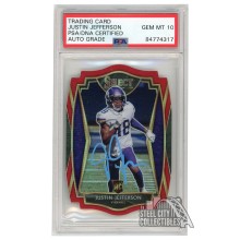 Justin Jefferson 2020 Panini Select Premier Level Red Die-Cut Autograph RC Card #161 PSA/DNA 10 (Light Blue)