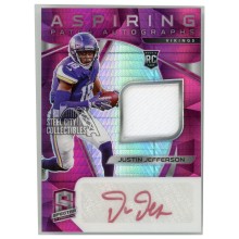 Justin Jefferson 2020 Panini Spectra Aspiring Rookie Patch Autograph Neon Pink Card #7 13/25