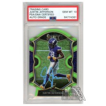 Justin Jefferson 2020 Panini Select Concourse Green Die-Cut Autograph RC Card #61 PSA/DNA 10 (Light Blue)
