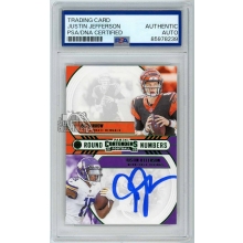 Justin Jefferson 2020 Panini Contenders Round Numbers Green Autograph Rookie Card #RN-BJ PSA/DNA