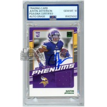 Justin Jefferson 2020 Donruss Rookie Phenoms Green Jersey Auto #RP-JJ PSA/DNA 10