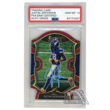 Justin Jefferson 2020 Panini Select Concourse Maroon Die-Cut Autograph RC Card #61 PSA/DNA 10 (Light Blue)