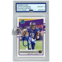 Justin Jefferson 2020 Panini Donruss Rated Rookie Autograph Card #313 PSA/DNA 10