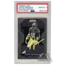 Justin Jefferson 2020 Panini Prizm Variation Autograph Rookie Card #398 PSA/DNA 10 (Yellow)